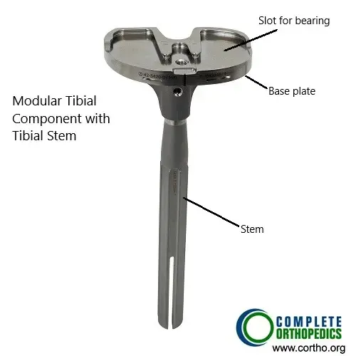 Componente tibial modular con vástago